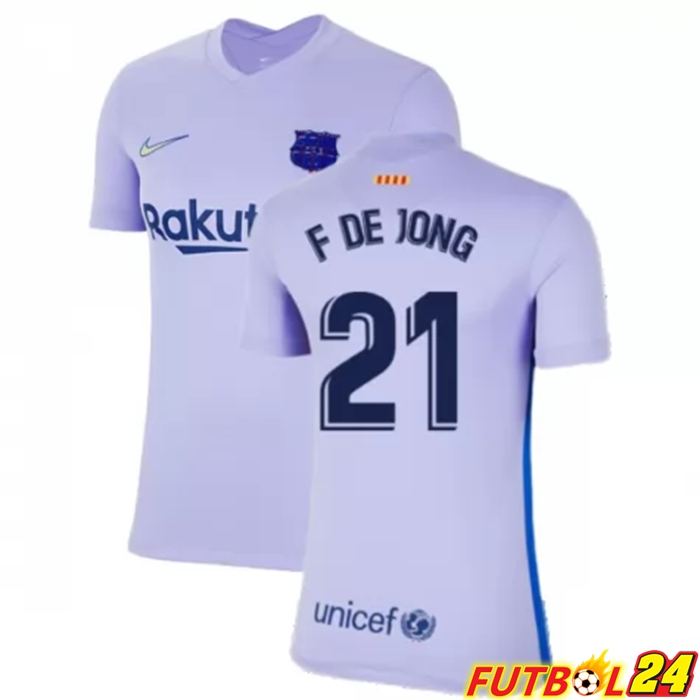 Camiseta FC Barcelona (F. De Jong 21) Mujer Alternativo Violeta 2021/2022
