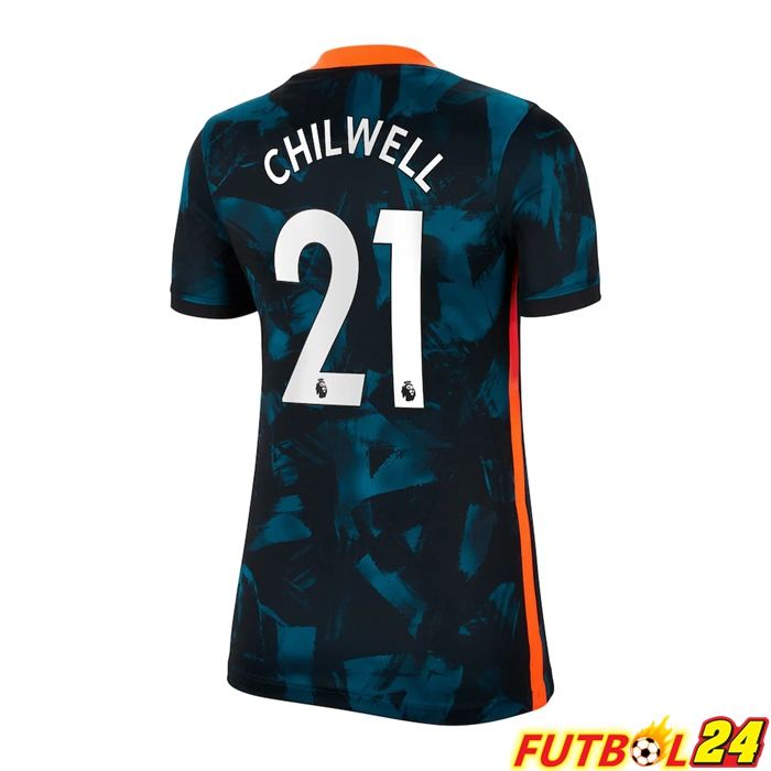 Camiseta Chelsea (CHILWELL 21) Mujer Tercero Verde/Negro 2021/2022