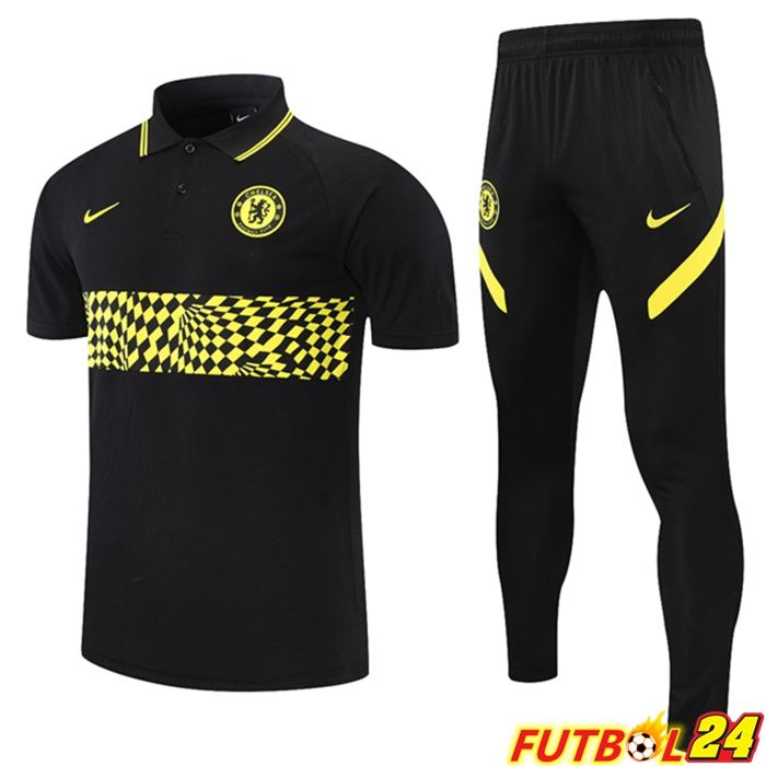 Camiseta Polo Chelsea + Pantalones Negro Amarillo 2021/2022