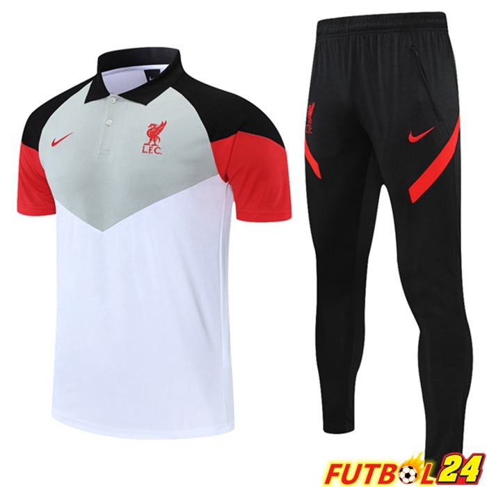 Camiseta Polo Liverpool + Pantalones Blanca Gris Rojo 2021/2022