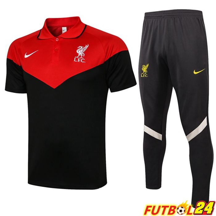 Camiseta Polo Liverpool + Pantalones Negro Rojo 2021/2022