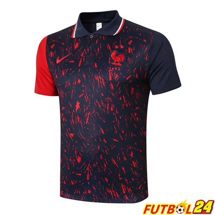 Camiseta Polo Francia Negro Rojo 2021/2022