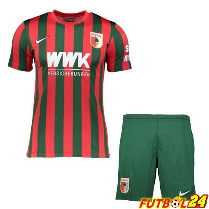Camiseta FC Augsburg Niños Titular Rojo/Verde 2021/22