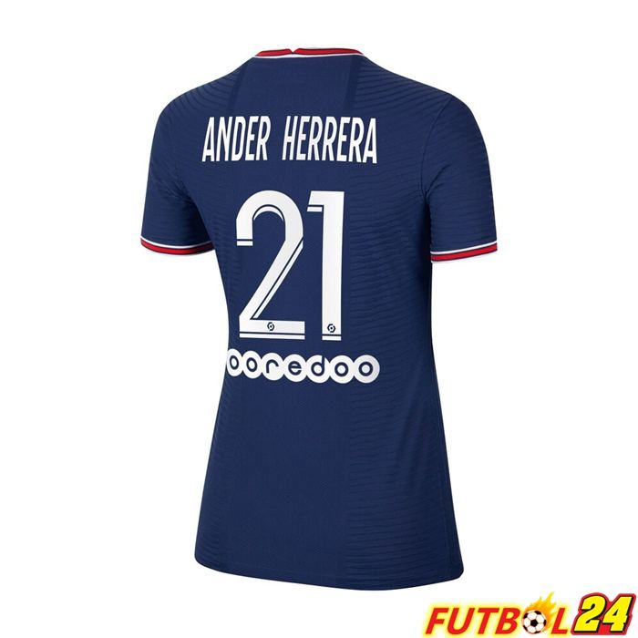 Camiseta PSG（Ander Herrera 21）Mujer Titular Azul 2021/2022