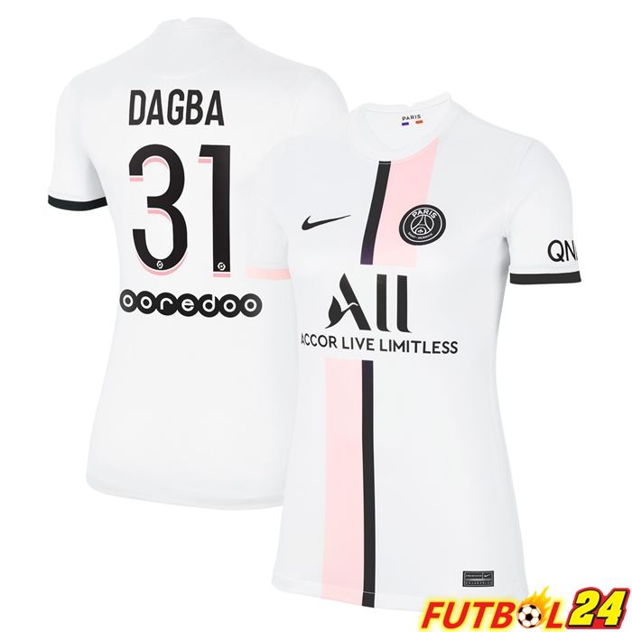 Camiseta PSG（Dagba 31）Mujer Alternativo Blanca 2021/2022