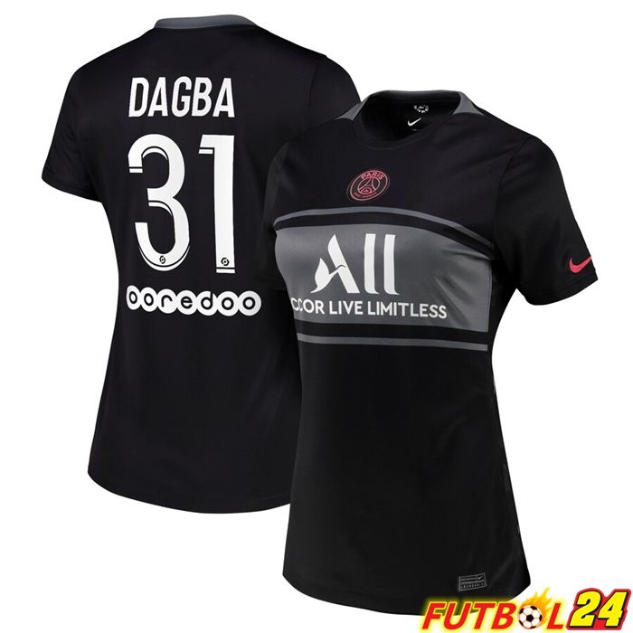 Camiseta PSG（Dagba 31）Mujer Tercero Negro 2021/2022