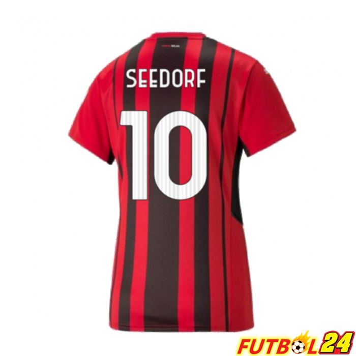 Camiseta AC Milan（BRAHIM 10）Mujer Titular Rojo/Negro 2021/2022