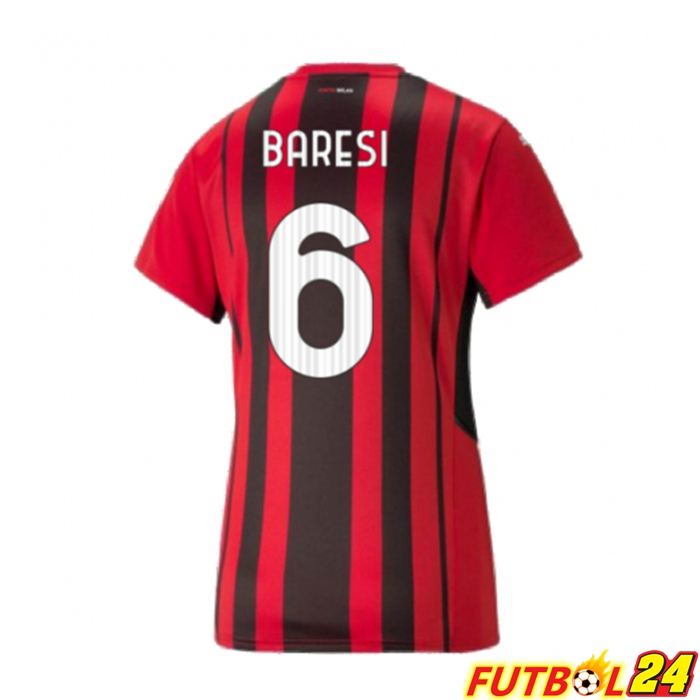 Camiseta AC Milan（BARESI 6）Mujer Titular Rojo/Negro 2021/2022