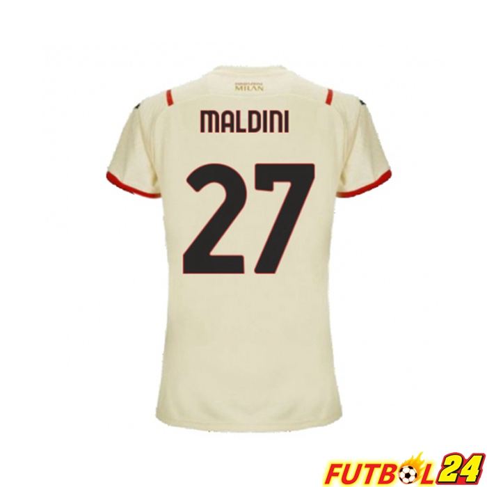 Camiseta AC Milan（MALDINI 27）Mujer Alternativo Beige 2021/2022