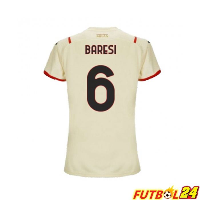 Camiseta AC Milan（BARESI 6）Mujer Alternativo Beige 2021/2022