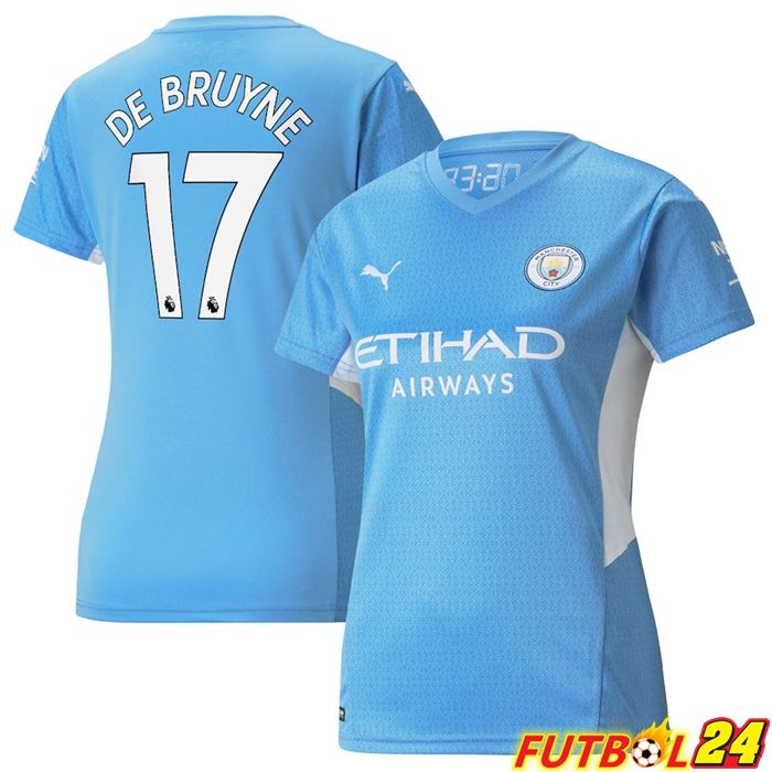 Camiseta Manchester City (DE BRUYNE 17) Mujer Titular Azul Claro 2021/2022