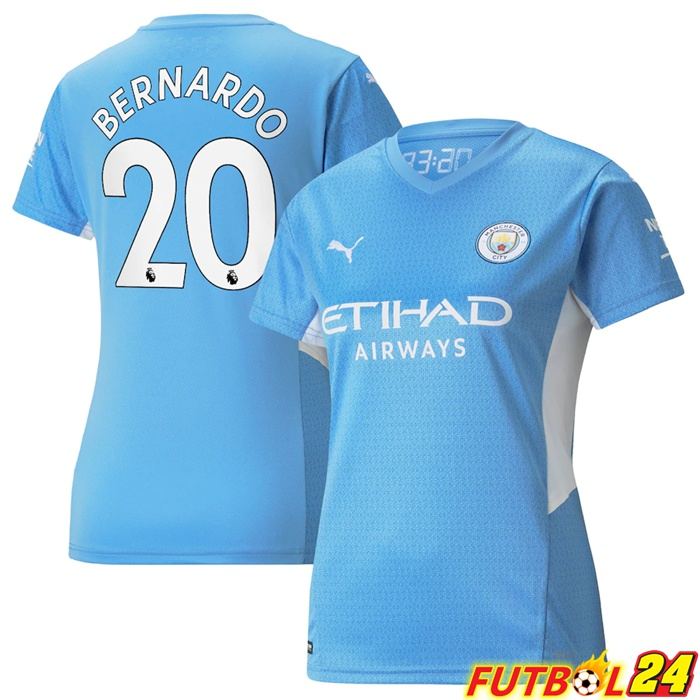 Camiseta Manchester City (Bernardo 20) Mujer Titular Azul Claro 2021/2022