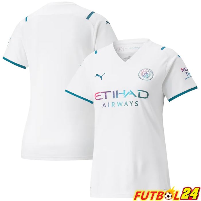 Camiseta Futbol Manchester City Mujer Alternativo Blanca 2021/2022