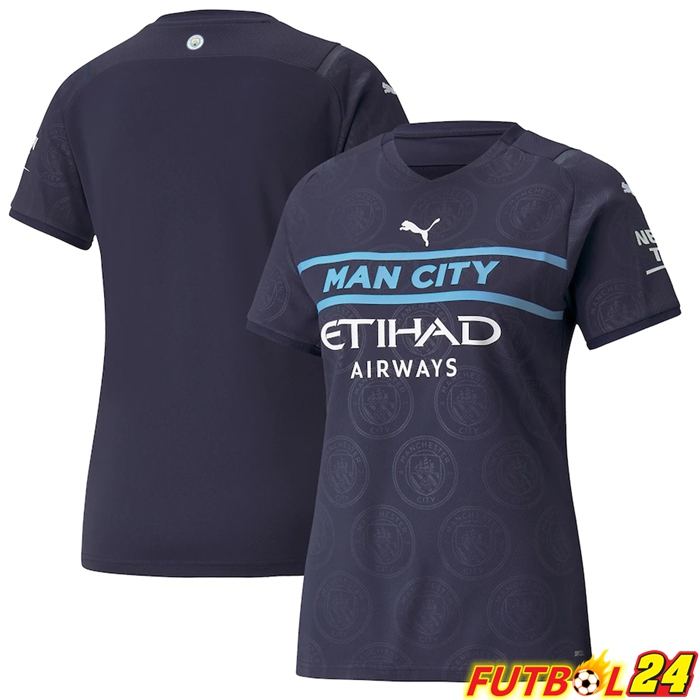 Camiseta Futbol Manchester City Mujer Tercero Negro 2021/2022