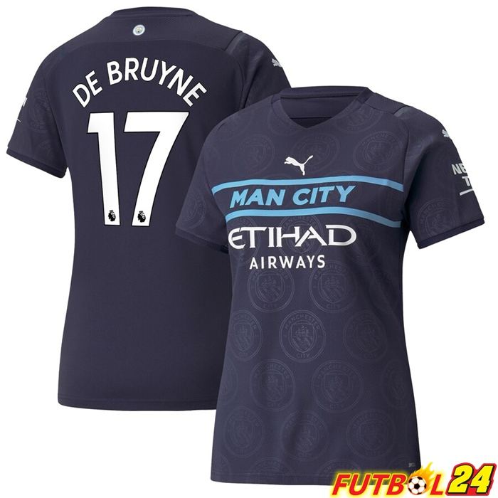 Camiseta Manchester City (DE BRUYNE 17) Mujer Tercero Negro 2021/2022