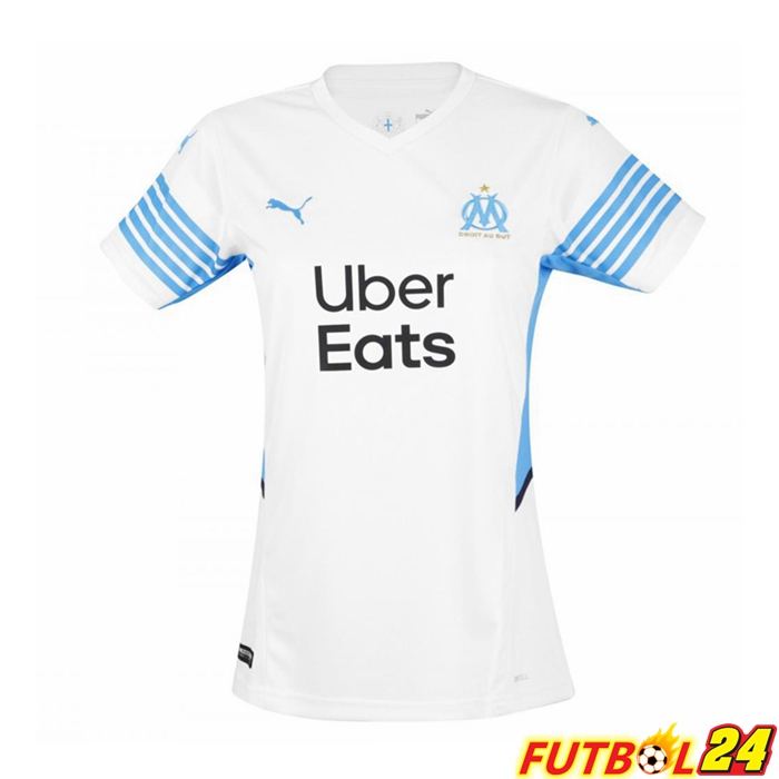 Camiseta Marsella Mujer Titular Blanca/Azul 2021/2022