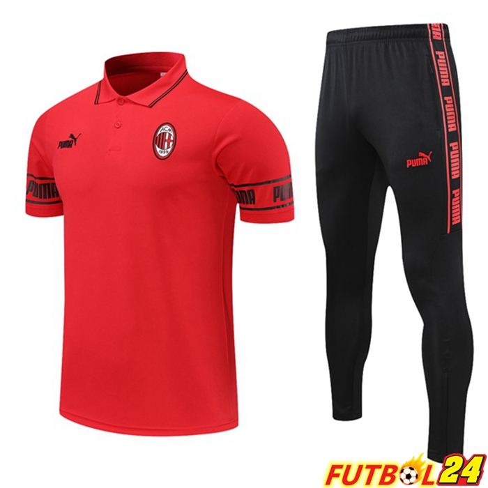 Camiseta Polo AC Milan + Pantalones Rojo 2021/2022
