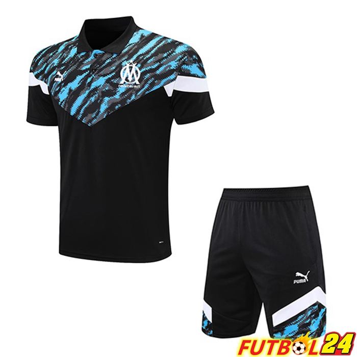 Camiseta Polo Olympique De Marsella + Cortos Negro Azul 2021/2022