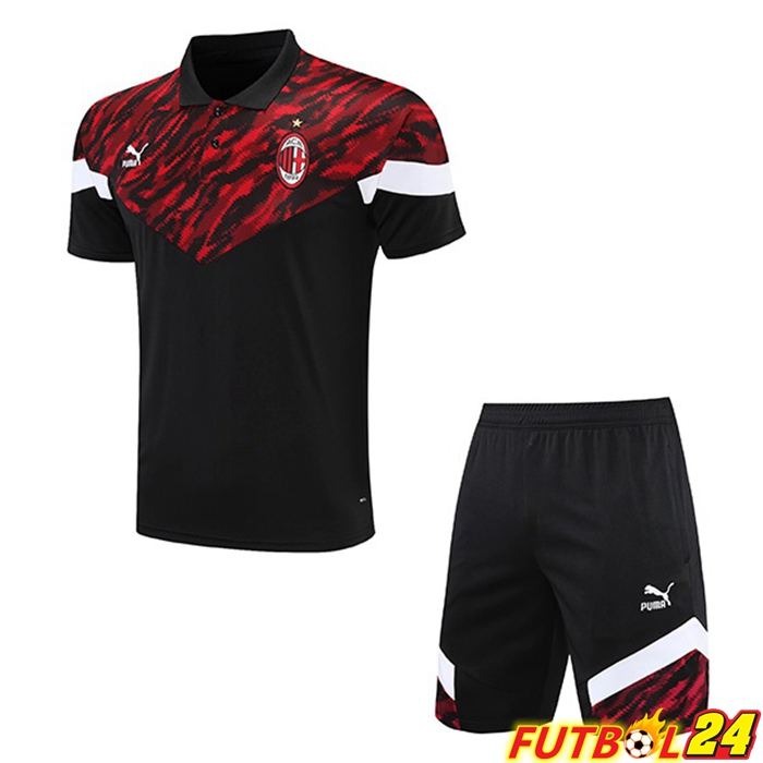 Camiseta Polo AC Milan + Cortos Negro Rojo 2021/2022