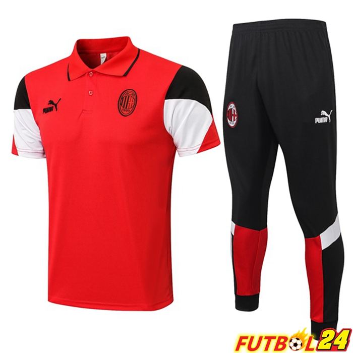 Camiseta Polo AC Milan + Pantalones Rojo 2021/2022