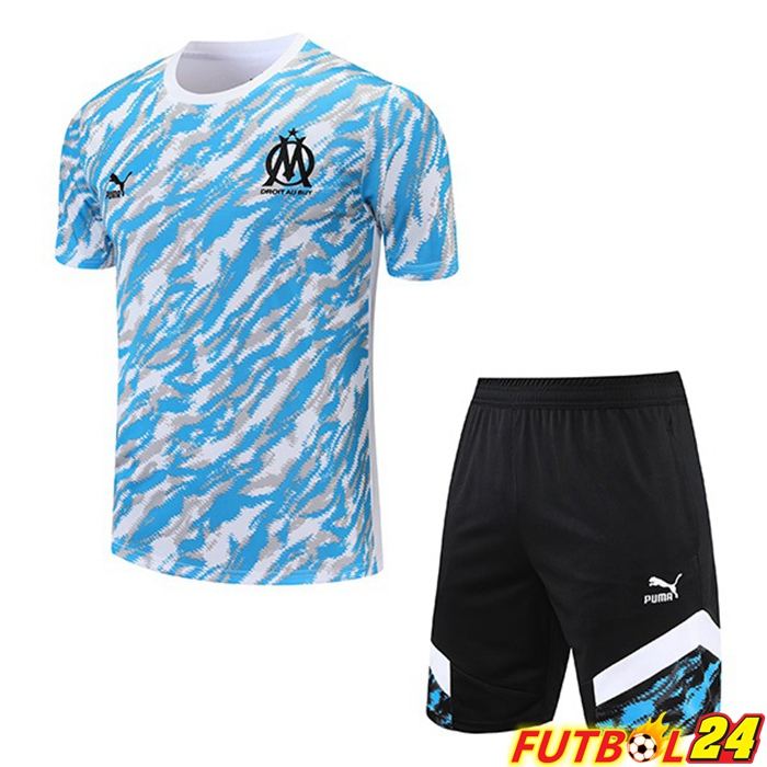 Camiseta Entrenamiento Marsella + Cortos Azul Blanca 2021/2022