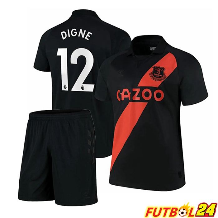 Camiseta Everton (Digne 12) Niños Alternativo Negro 2021/22