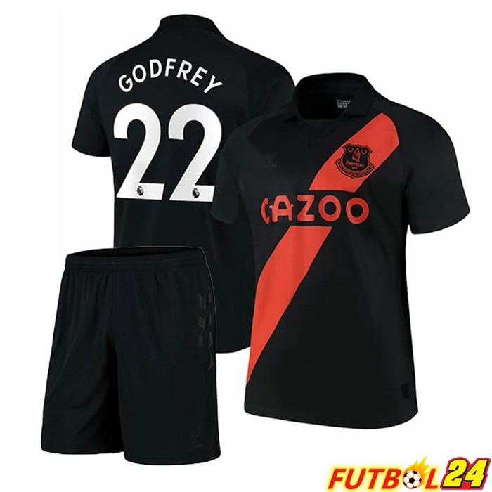 Camiseta Everton (Godfrey 22) Niños Alternativo Negro 2021/22