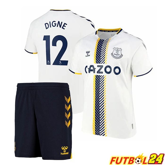 Camiseta Everton (Digne 12) Niños Tercero Blanca 2021/22