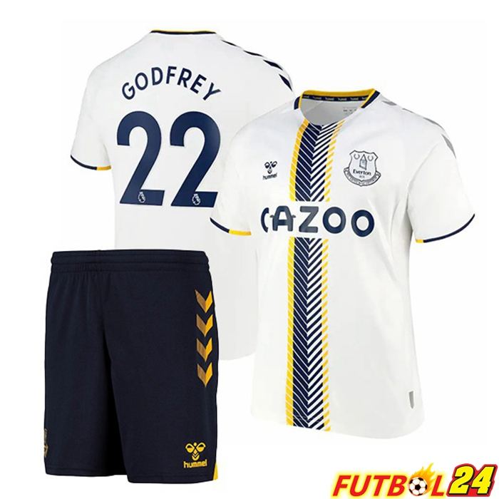 Camiseta Everton (Godfrey 22) Niños Tercero Blanca 2021/22