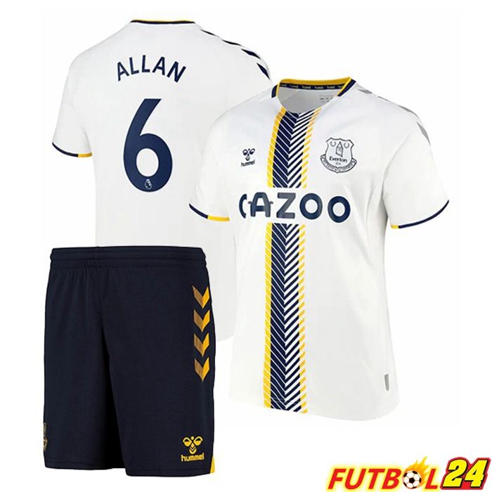 Camiseta Everton (Allan 6) Niños Tercero Blanca 2021/22