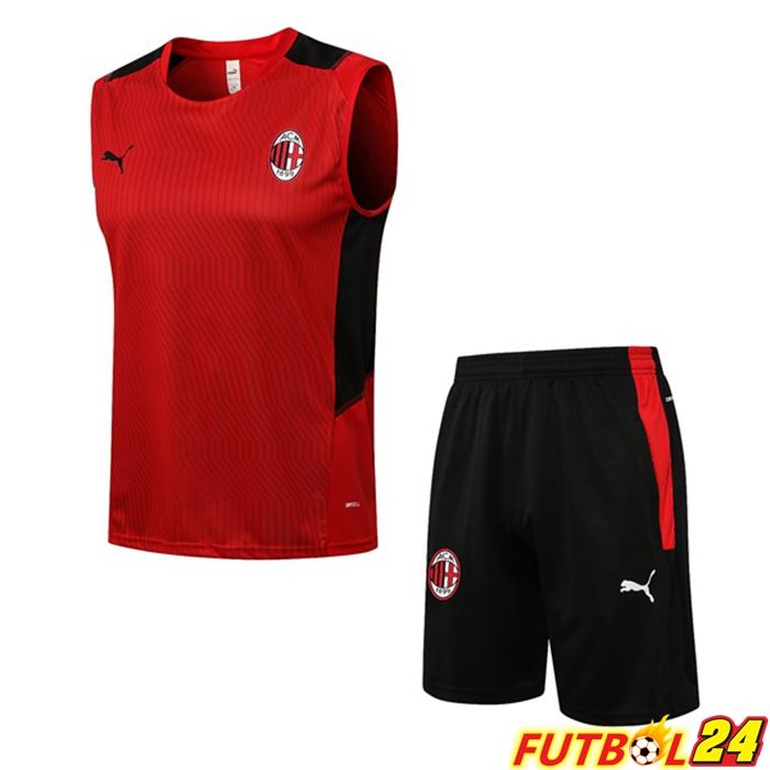 Chaleco De Fútbol AC Milan + Cortos Rojo 2021/2022