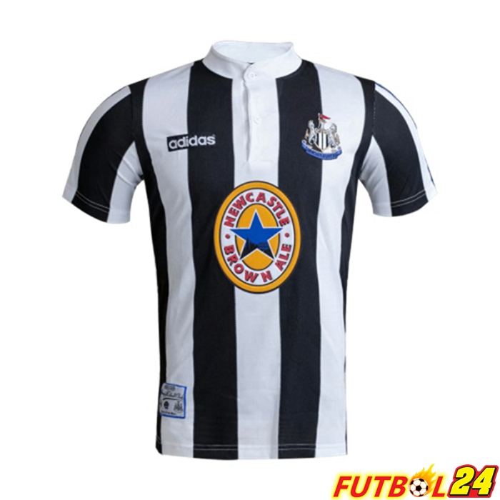 Camiseta Futbol Newcastle United Retro Titular Blanca Negro 1995-1997