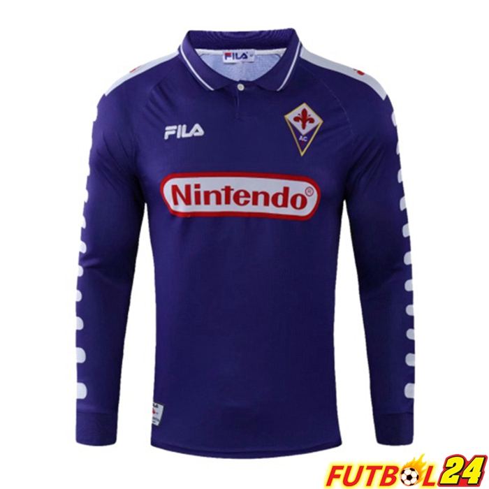 Camiseta Futbol ACF Fiorentina Retro Titular Purple Manga Larga 1998-1999