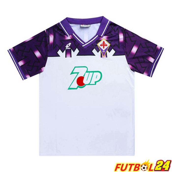 Camiseta Futbol ACF Fiorentina Retro Alternativo Púrpura Blanca 1992-1993