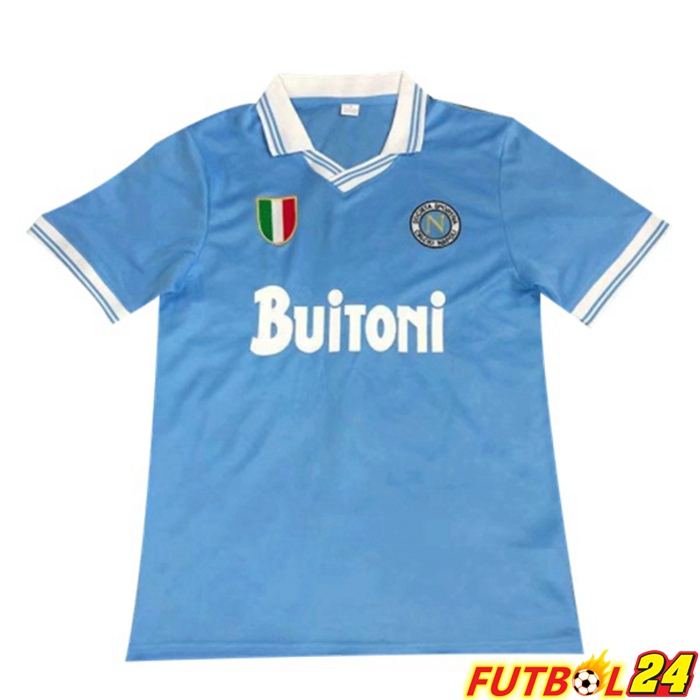 Camiseta Futbol SSC Napoli Retro Titular Azul 1986-1987