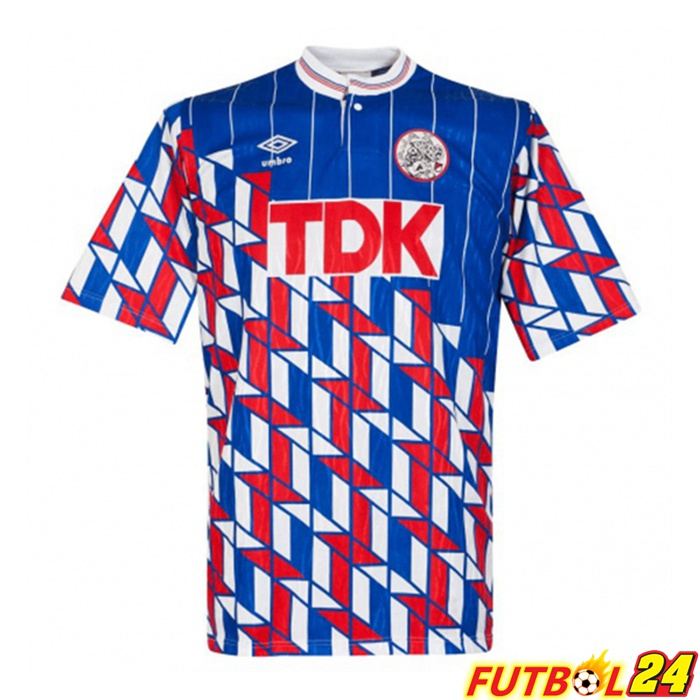 Camiseta Futbol AFC Ajax Retro Alternativo Azul Rojo 1989-1990