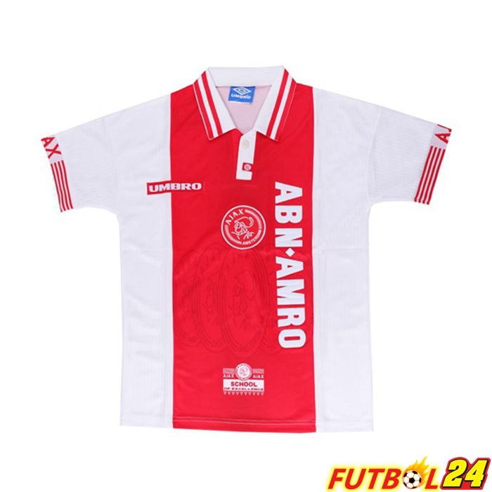 Camiseta Futbol AFC Ajax Retro Titular Blanca Rojo 1997-1998