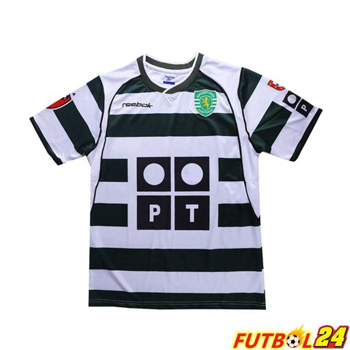 Camiseta Futbol Sporting CP Retro Titular Verde Blanca 2001-2003