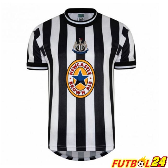 Camiseta Futbol Newcastle United Retro Titular Negro Blanca 1997-1999