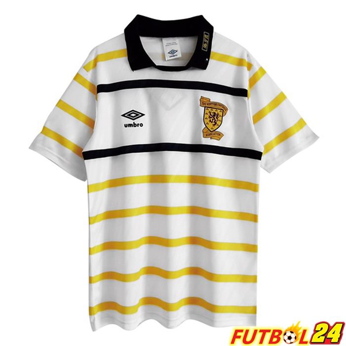 Camiseta Futbol Escocia Retro Alternativo Amarillo Blanca 1988-1991