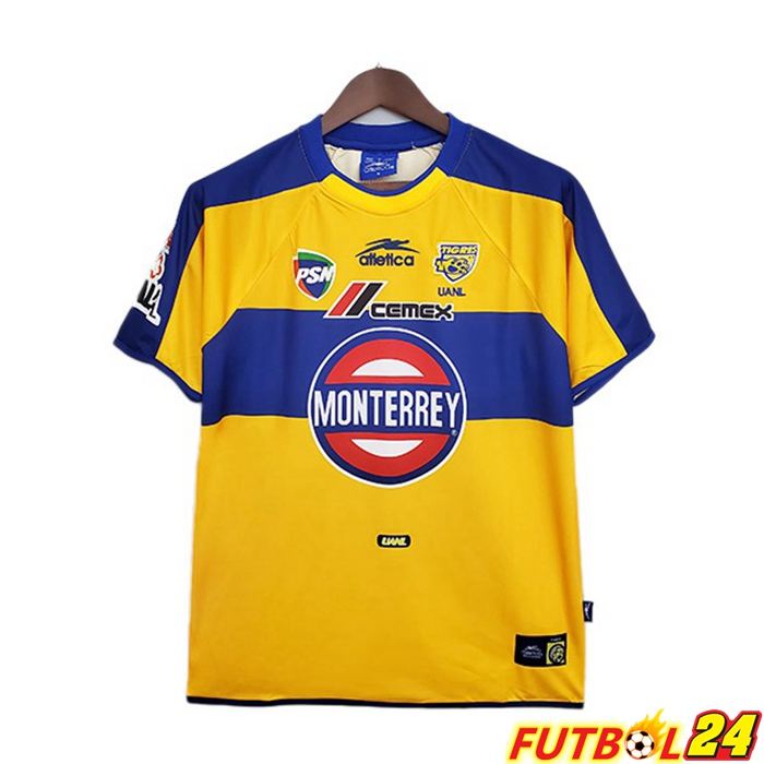 Camiseta Futbol Tigres UANL Retro Titular Amarillo 2001-2002