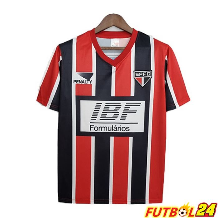 Camiseta 1991 Sao Paulo FC Retro Segunda Roja Negro