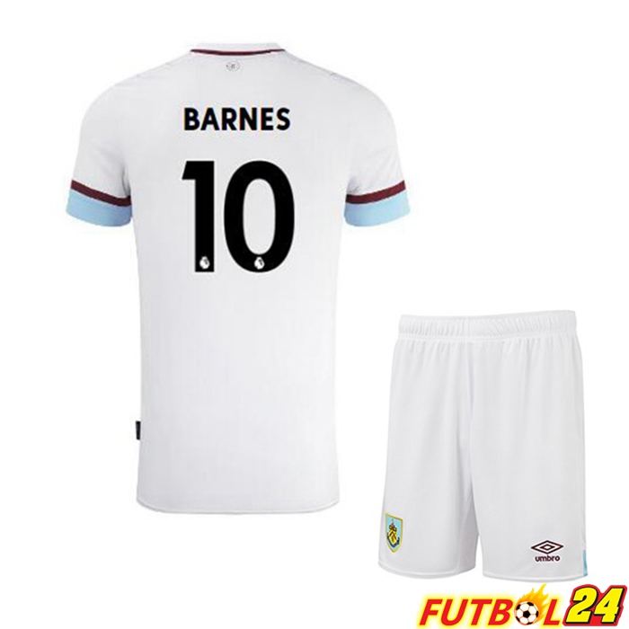 Camiseta Burnley (BARNES 10) Niños Alternativo Blanca Marron 2021/22