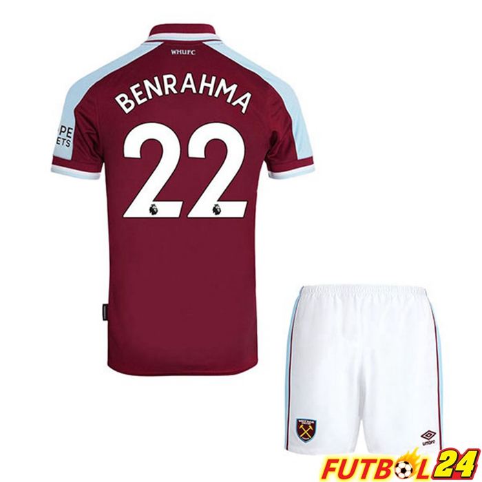 Camiseta West Ham United (BENRAHMA 22) Niños Titular Rojo 2021/22