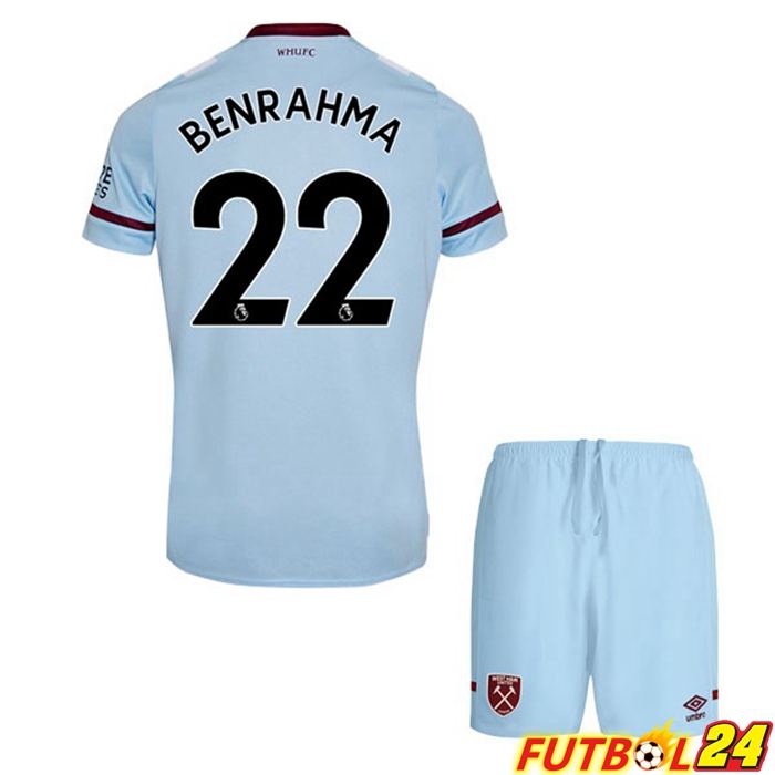 Camiseta West Ham United (BENRAHMA 22) Niños Alternativo Azul 2021/22